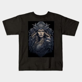 Viking Shield Maiden 02 Kids T-Shirt